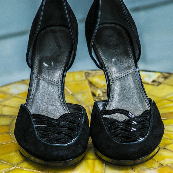 Tahari Black sequin lattice heels - Picture 5 of 6